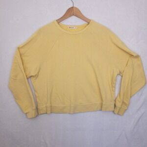 Marine Layer Vintage Terry Sweatshirt Womens M Yellow Raglan Cotton Oversized